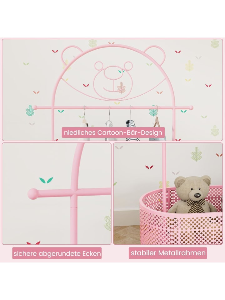 COSTWAY Kinder Kleiderständer rollbar 182cm in Rosa günstig kaufen onesize