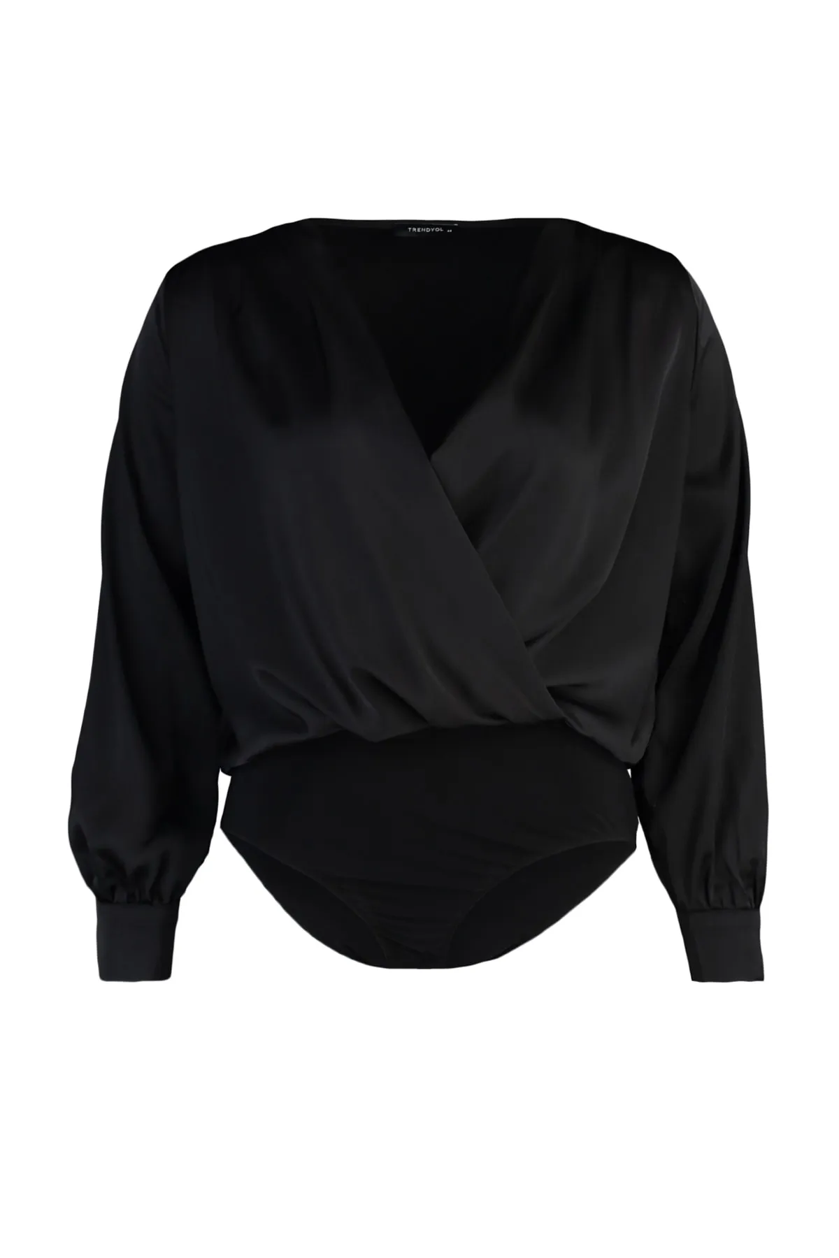 Trendyol Curve  Schwarzer, gewebter, geknöpfter Satin-Look-Body TBBAW23CS00009