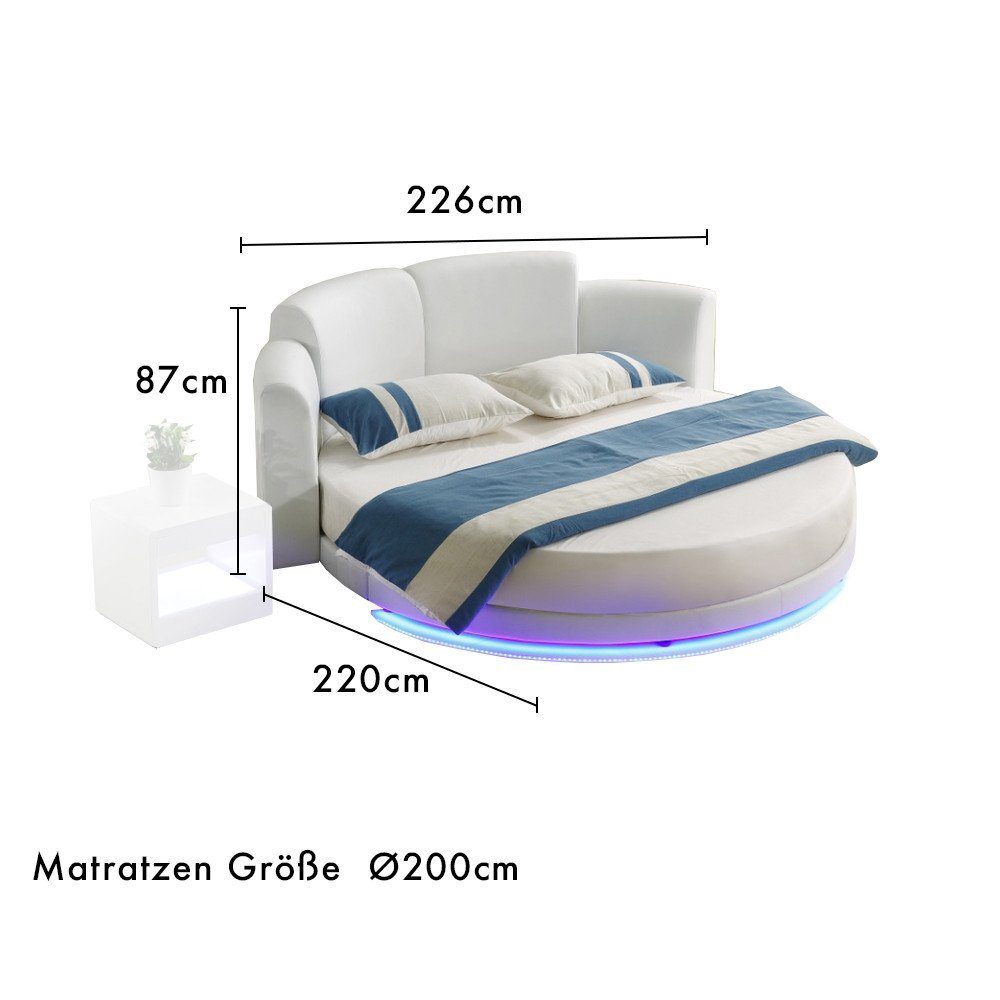 Touch me Bett Rundes Bett + Boden licht RGB Rovereto