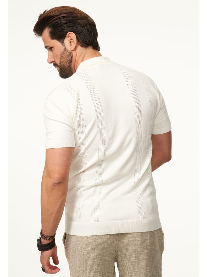 SOULSTAR Poloshirt - mit Knopfleiste Kurzarm Strick Polo-Hemd T-Shirt in Ecru günstig kaufen