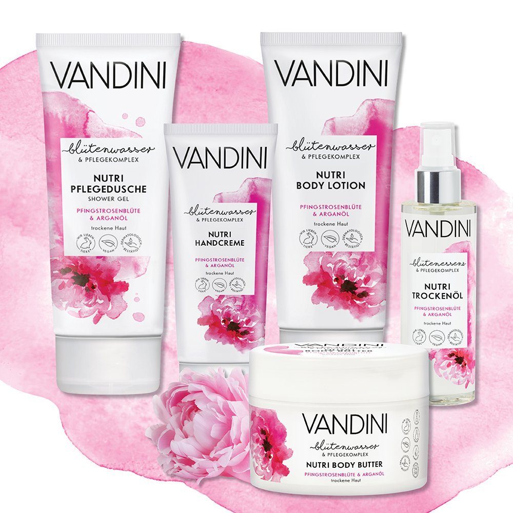 VANDINI Duschgel NUTRI Pflegedusche Pfingstrosenblüte & Arganöl, 1-tlg.