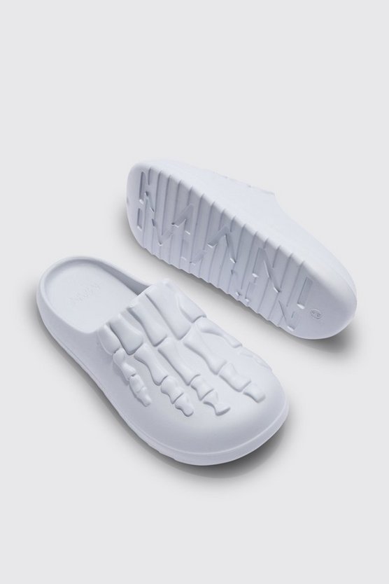 Perforierte Mules mit Skelett-Print