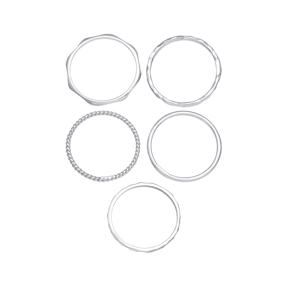 Elli Elli Bague Femmes Set Bande Empilage Minimaliste Tendance Blogueur Basique en Arg Bague
