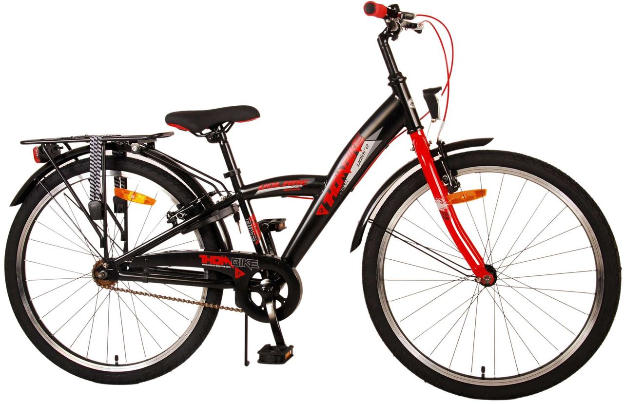 Volare Thombike Kinderfahrrad - Jungen - 24 Zoll - Schwarz Rot - Zweihandbremsen