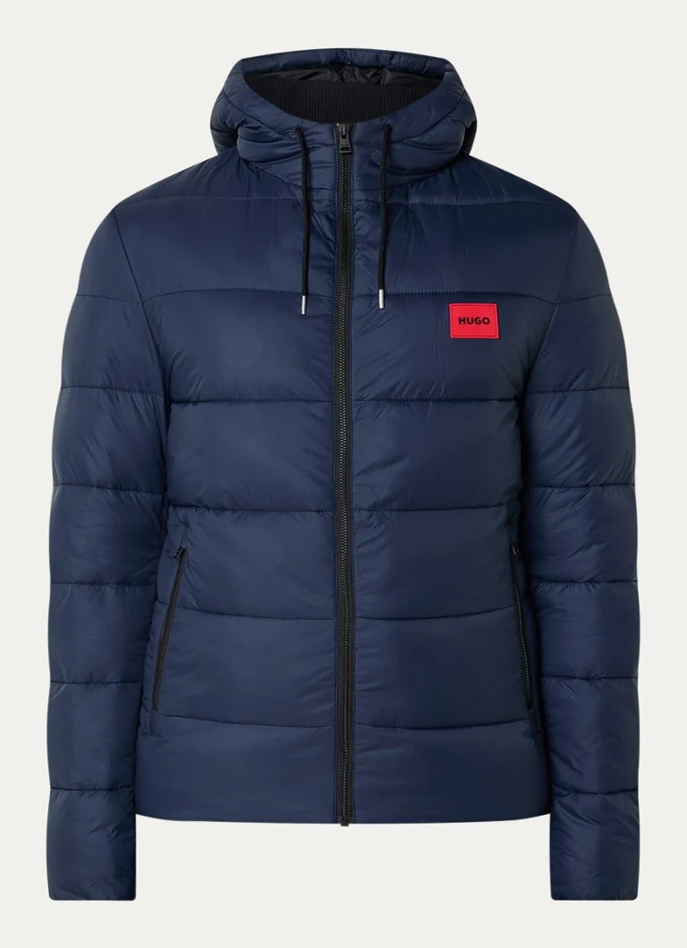 Puhasta jakna HUGO BOSS Balin s kapuco in žepi z zadrgo