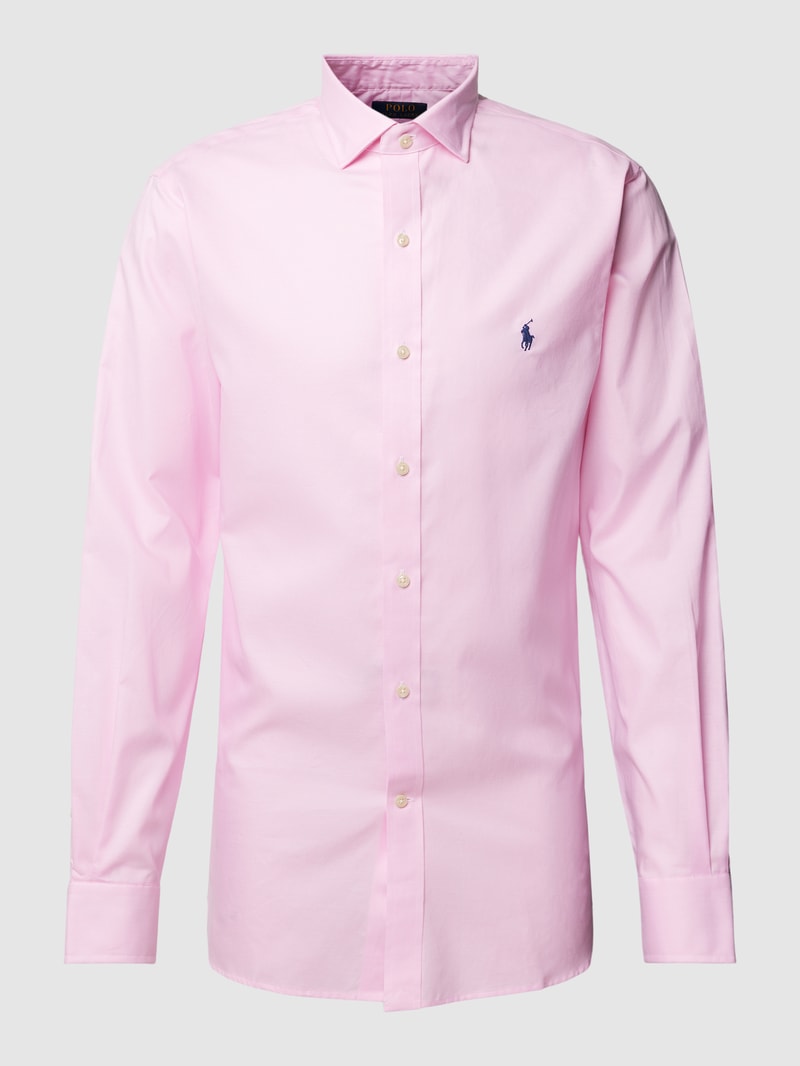 Slim Fit Business-Hemd mit Kentkragen und Label-Stitching in rosé