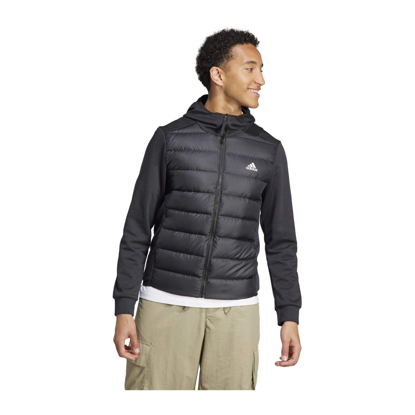adidas Essentials Hybrid Down Hooded Jacke Schwarz