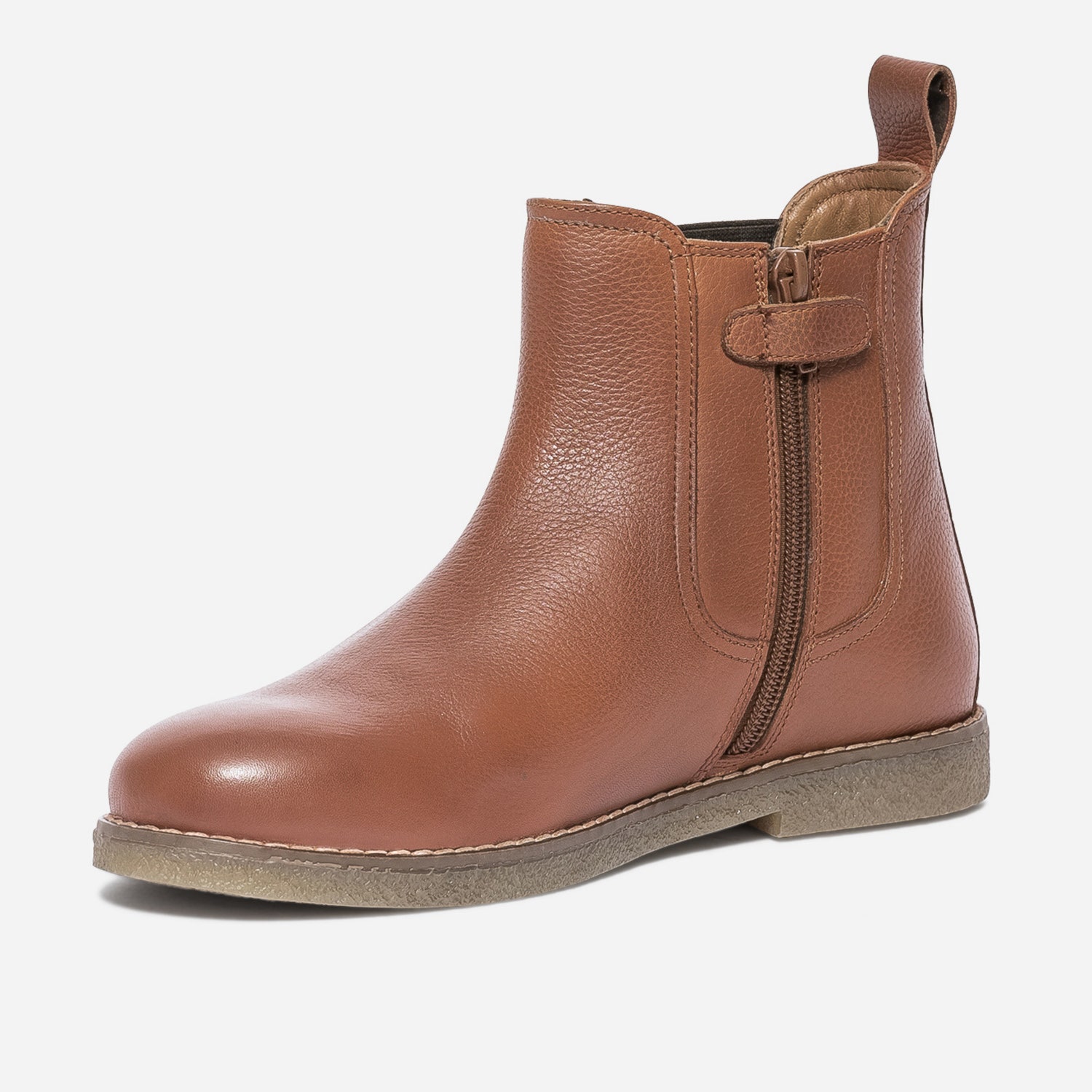 Chelsea boots camel en cuir grainé