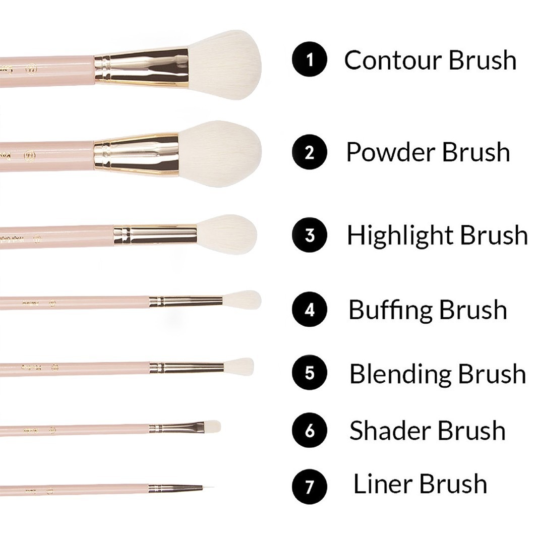 Travel Series - 7 Piece Face & Eye Brush Set with Bag