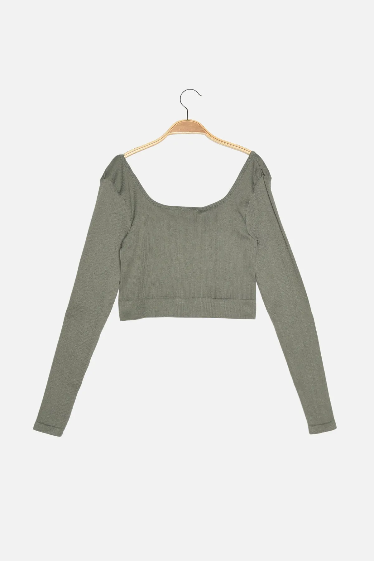 Trendyol Collection  Khaki Seamless/Seamless Crop Extra dehnbares gestricktes Sportoberteil/Bluse TWOAW22BZ0450
