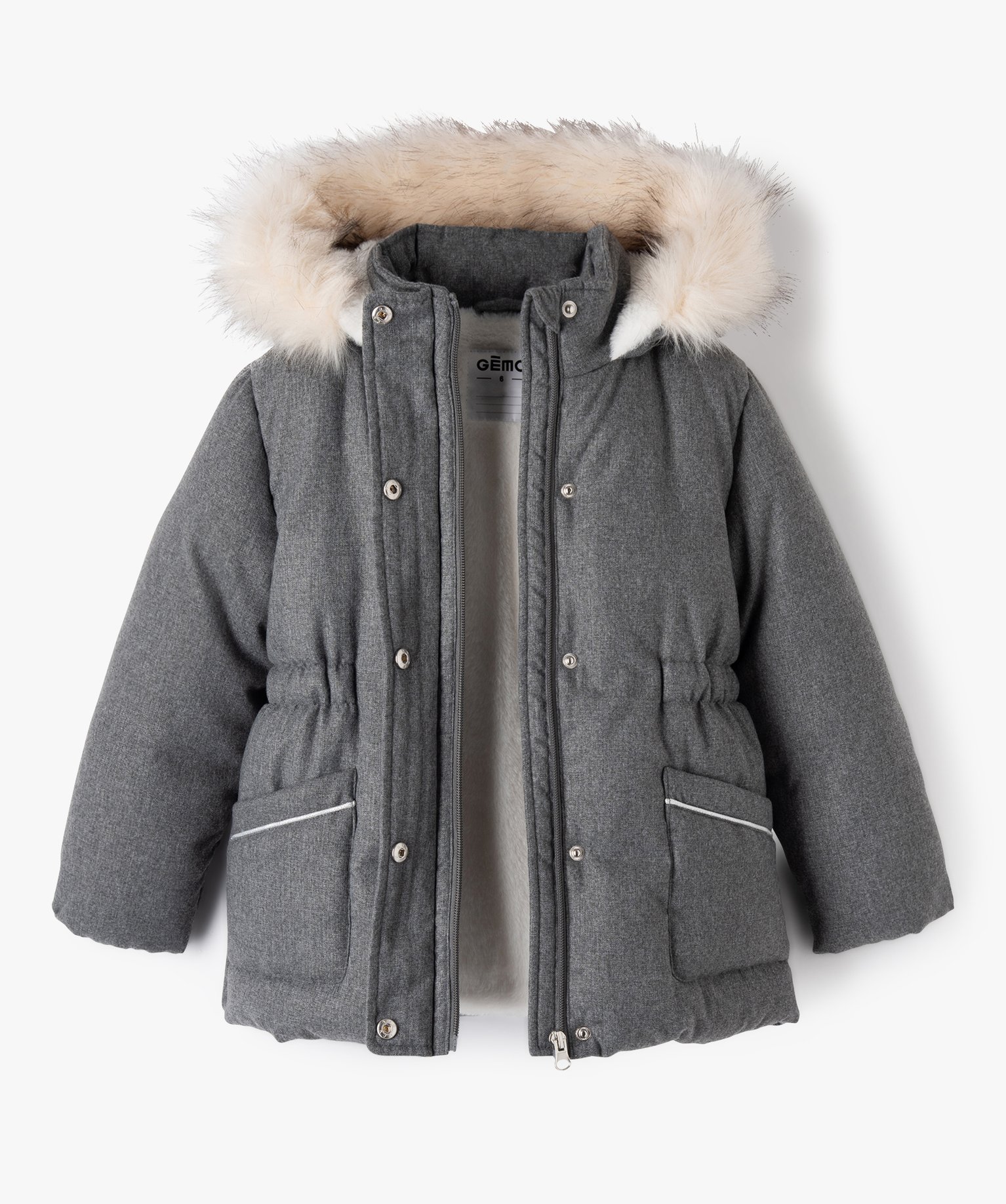 Manteau fille élégant à doublure chaude et rembourrage en... gris | GEMO