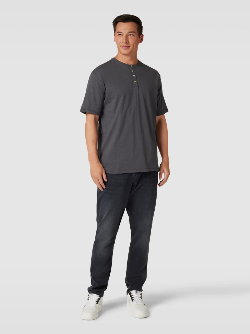 T-Shirt mit Knopfleiste in dunkelgrau