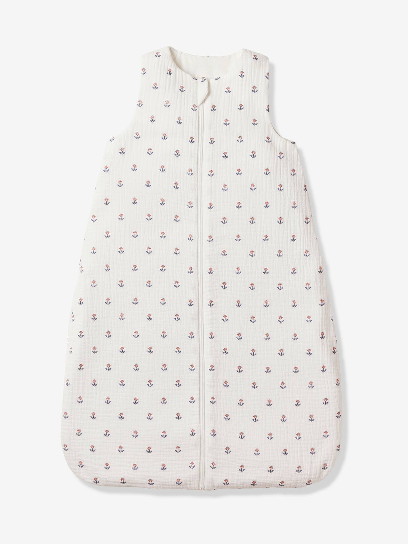 Vertbaudet Baby Sommerschlafsack INDIEN BLUME personalisierbar Oeko-Tex - weiß bedruckt