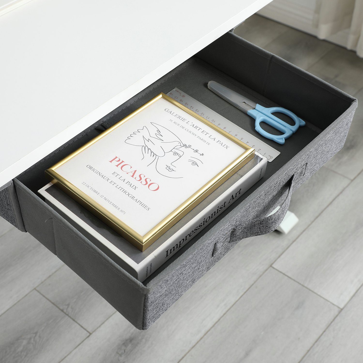 Radlove Schreibtisch Höhenverstellbarer Schreibtisch mit Schubladen (140x76 cm, 4-Memory Steuerung, Rollen, Getränkehalter, Drahtkorb, Schubladen), Schreibtisch Höhenverstellbar Elektrisch mit Monitorständer