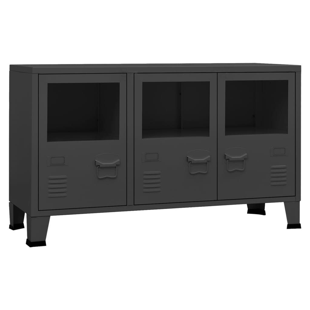 vidaXL Sideboard Industrial Sideboard Anthrazit 105x35x62 cm Metall und Glas (1 St)