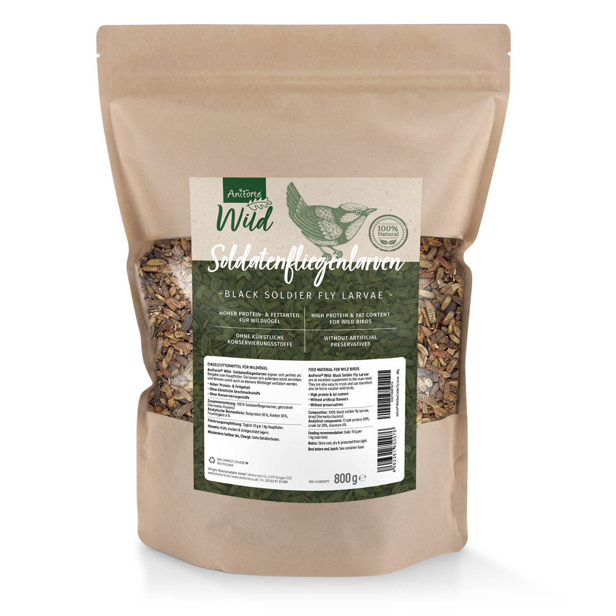 Aniforte Futter & Heu Aniforte Wild Soldatenfliegenlarven 800g