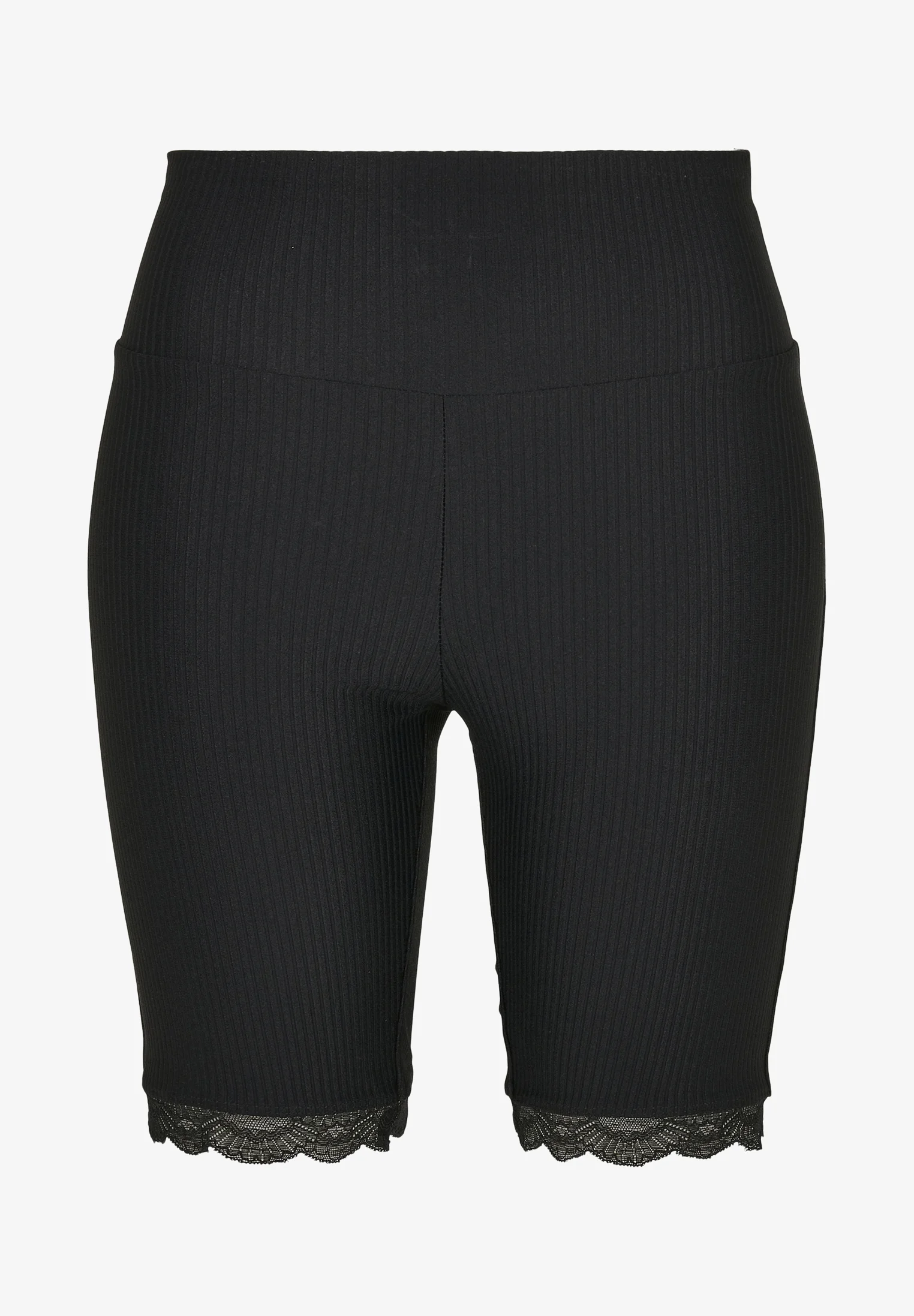Pantalones cortos de ciclismo Urban Classics para mujer con cintura alta y bajo de encaje acanalado - Pantalones cortos