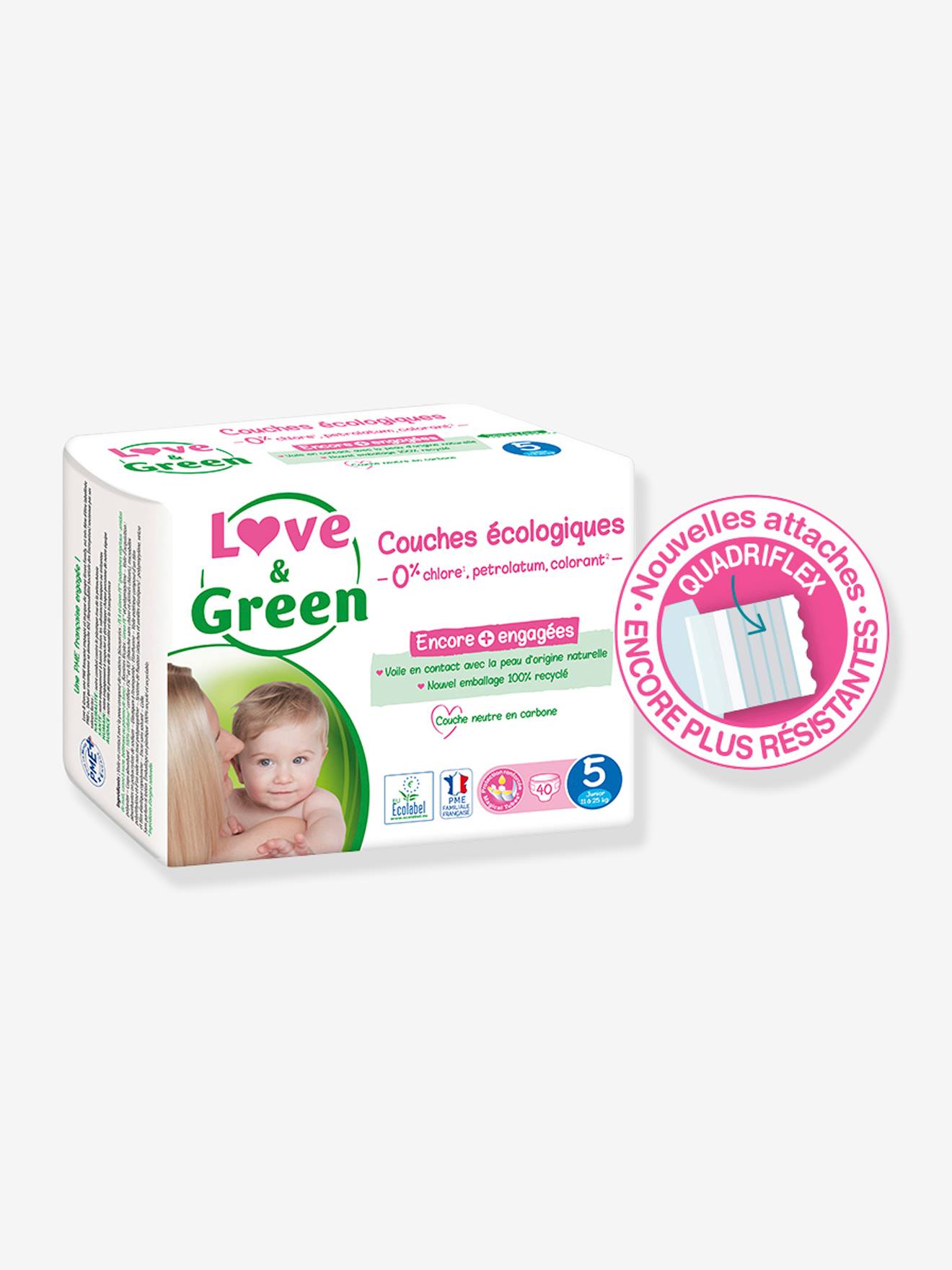 Couches hypoallergéniques T5 x 40 LOVE & GREEN blanc