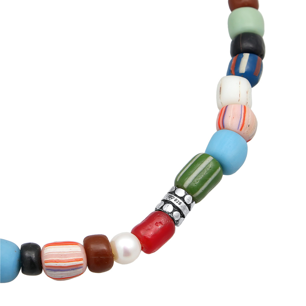 KUZZOI KUZZOI Bracelet Perles multicolores pour hommes avec perles d'eau douce en argent Bracelet