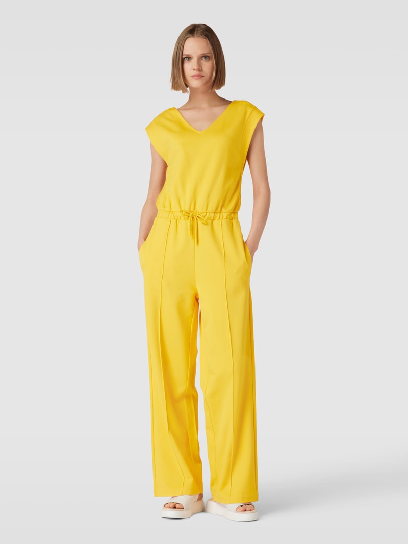 Jumpsuit mit V-Ausschnitt in gelb