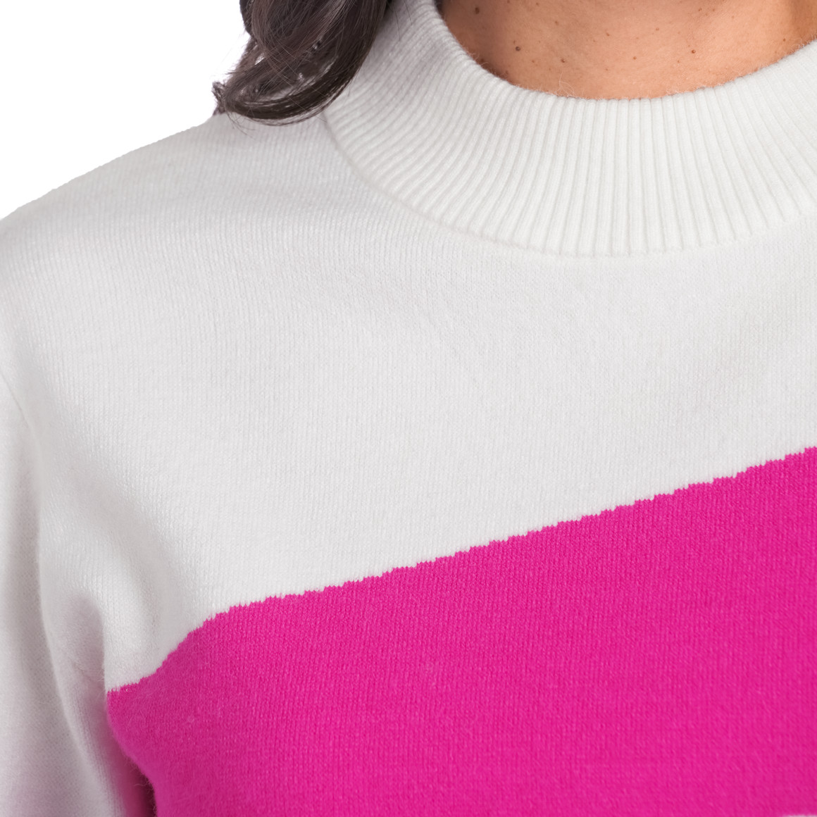 Damen Strickpullover mit Farbteilern
