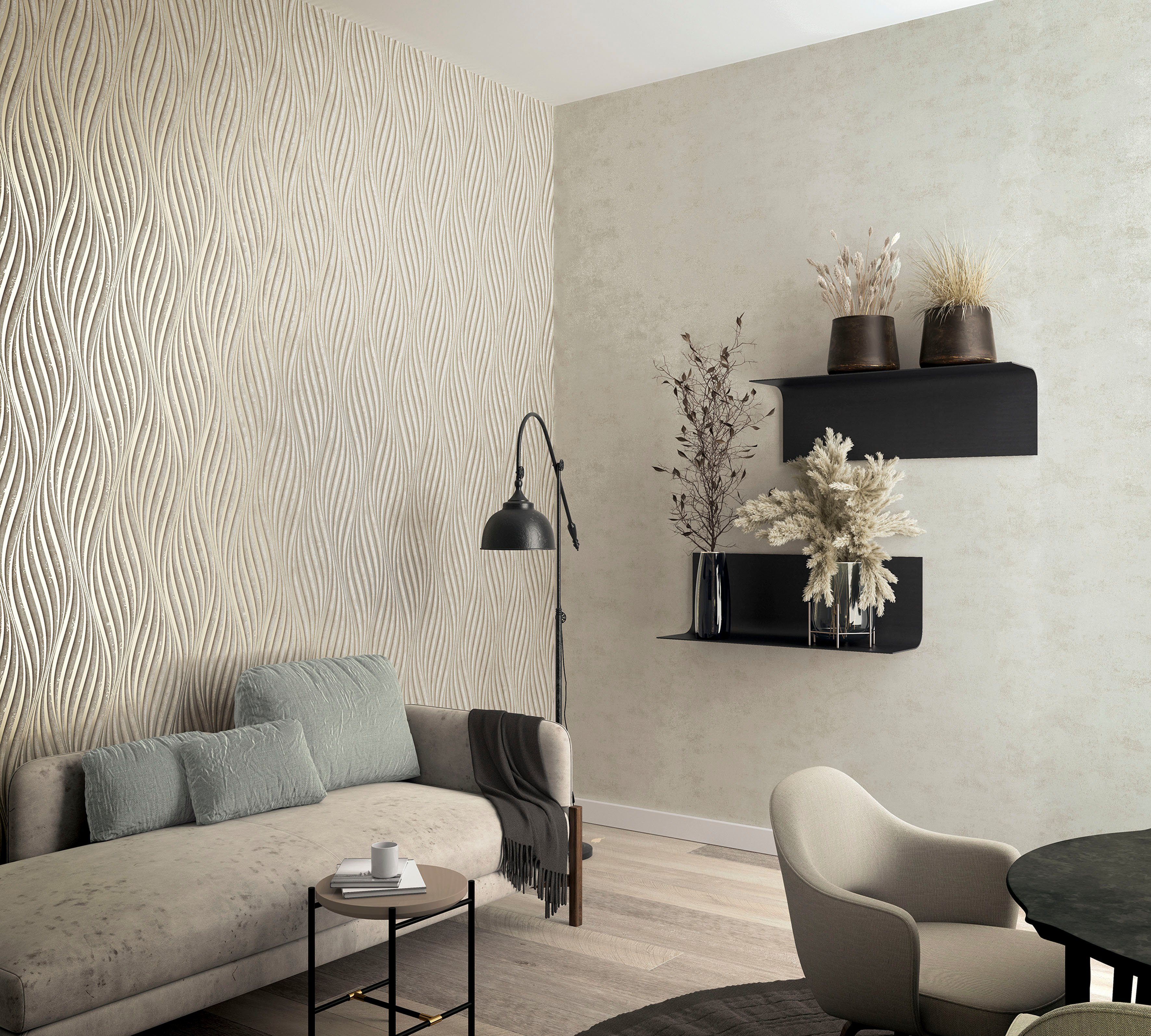 Marburg Vliestapete Twist, strukturiert, 3D-Optik, moderne Vliestapete für Wohnzimmer Schlafzimmer Küche