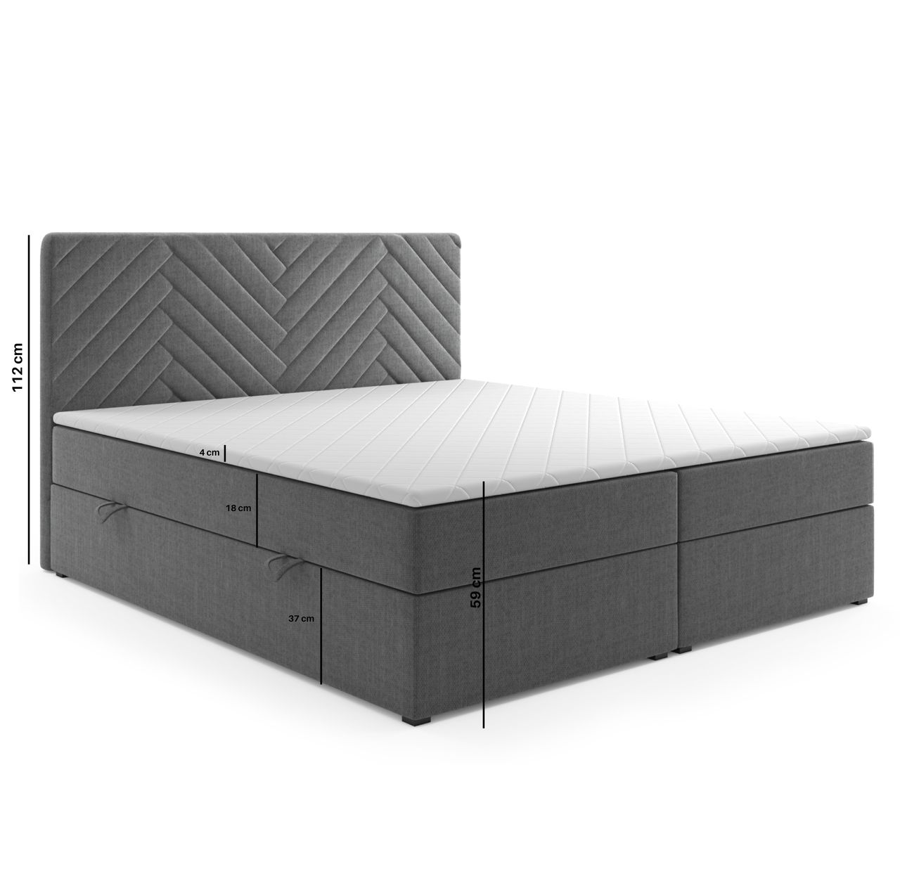 Möbel Punkt Boxspringbett MALIBU mit Bettkasten 180 x 200 cm Webstoff Anthrazit Bett Bettkasten