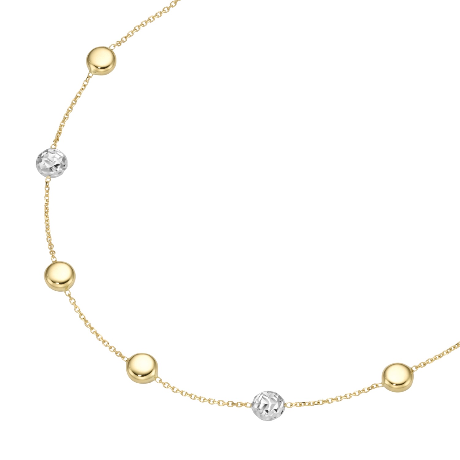 Collier Ankerkette mit linsenförmige Zwischenteilen. Gold 585
