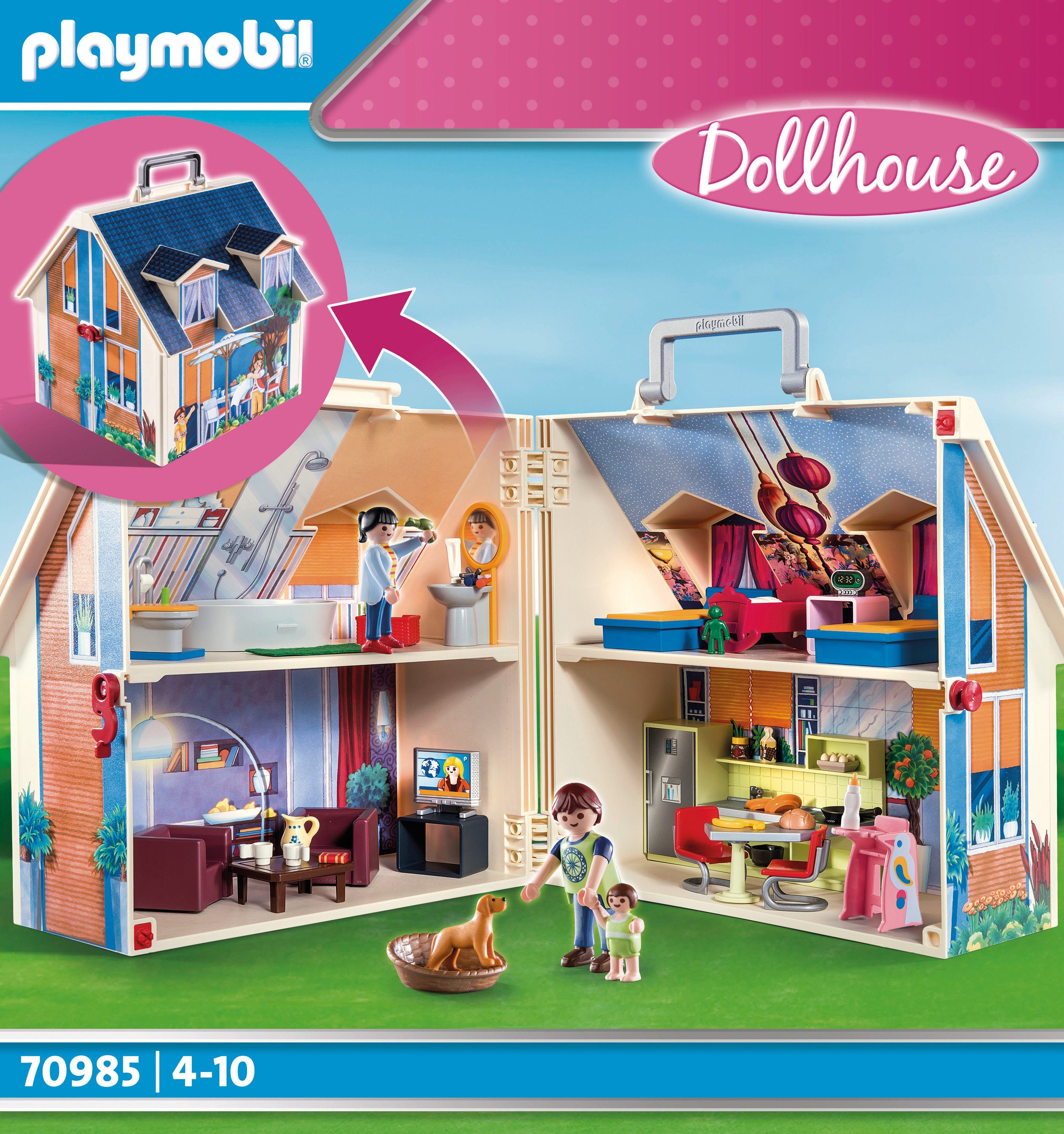 Playmobil® Konstruktions-Spielset Mitnehm-Puppenhaus (70985), Dollhouse, (64 St), Made in Europe
