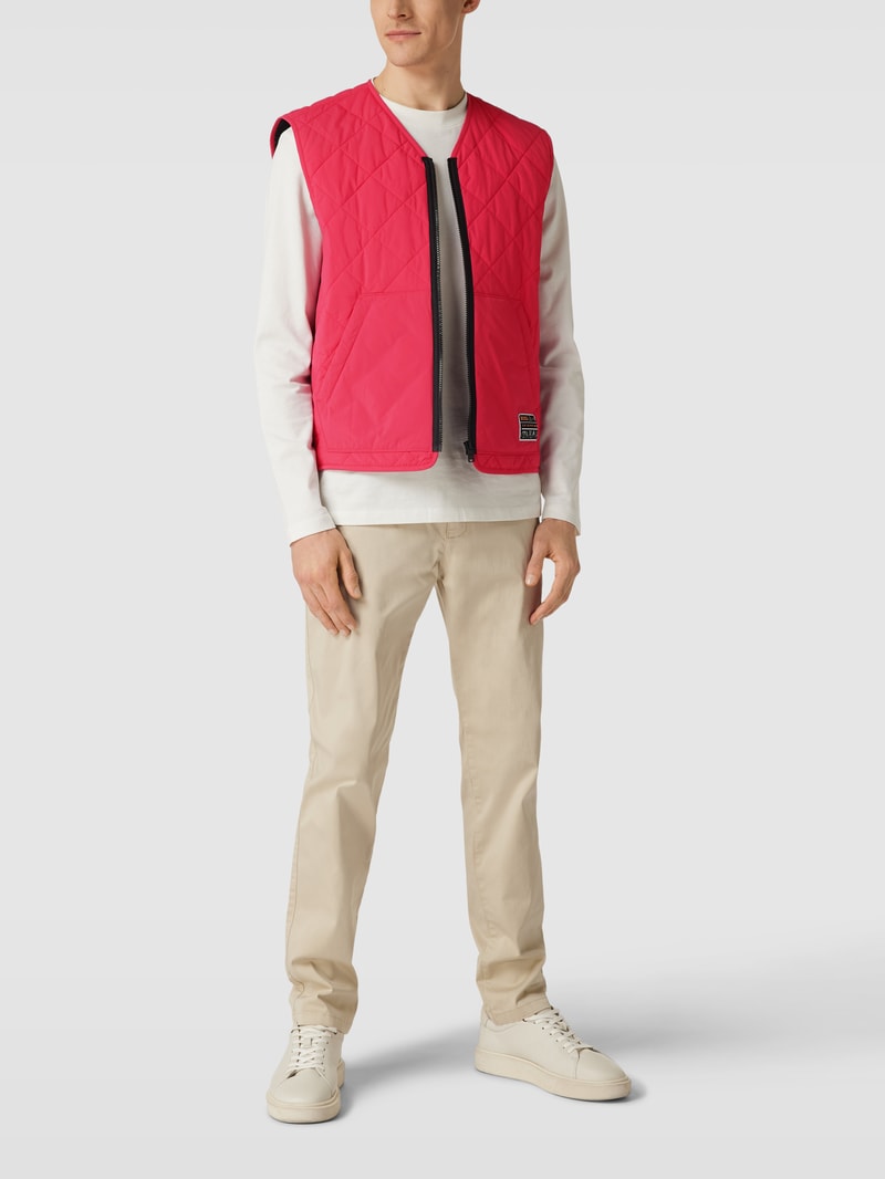 Steppweste mit Label-Patch Modell 'Okella' in pink