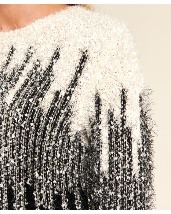 Pull graphique maille poilue