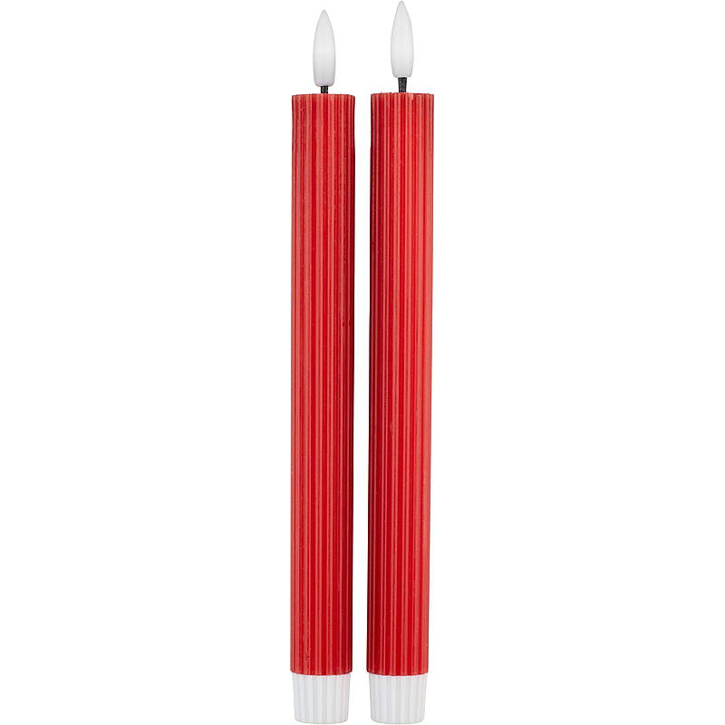 Vie Selected Kronelys 2-pk 24 cm LED rille rød