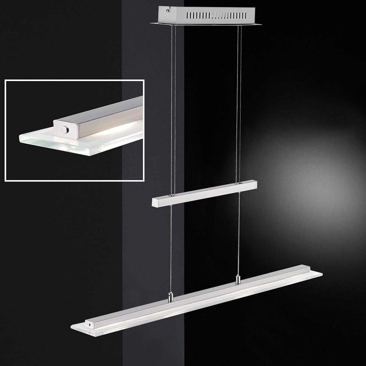 Fischer & Honsel LED Pendelleuchte Tenso TW 64 cm nickelfarben