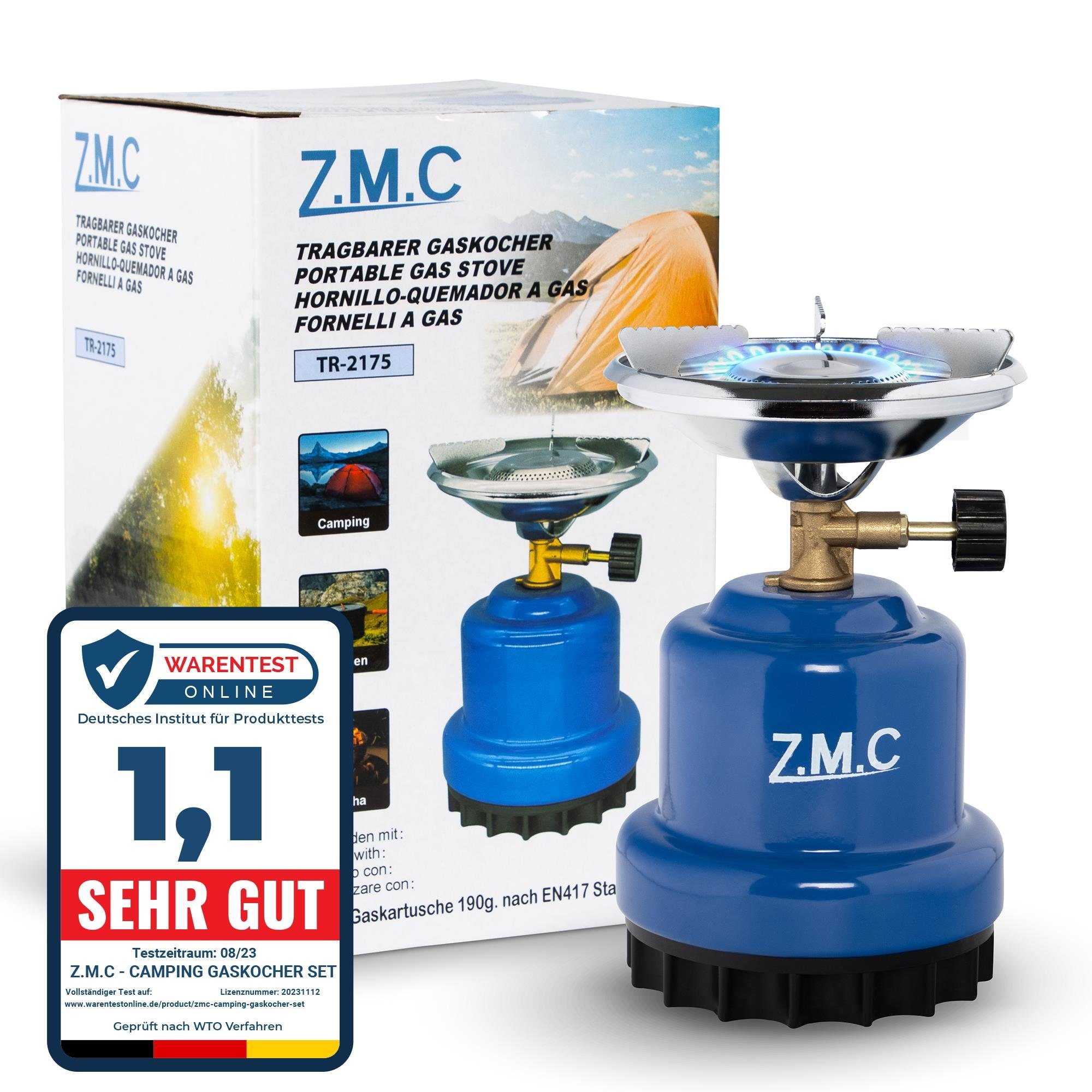 ZMC Gaskocher Campingkocher Gaskocher Shisha Kohleanzünder Stechgaskartusche Herd, (Maximale Temperatur: 1100W / Gewicht: 520g), Butangasbrenner Kartuschenkocher Kochfeld für Festivals, Wanderungen