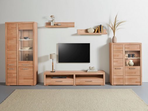 Woltra Wohnwand Falco, (Set, 4-St., 5), Fronten aus Massivholz