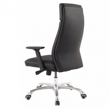 FINEBUY Schreibtischstuhl FB90362 (Echtleder Schwarz Bürostuhl Ergonomisch Kopfstütze), Schreibtischstuhl Drehbar, Drehstuhl Wippfunktion
