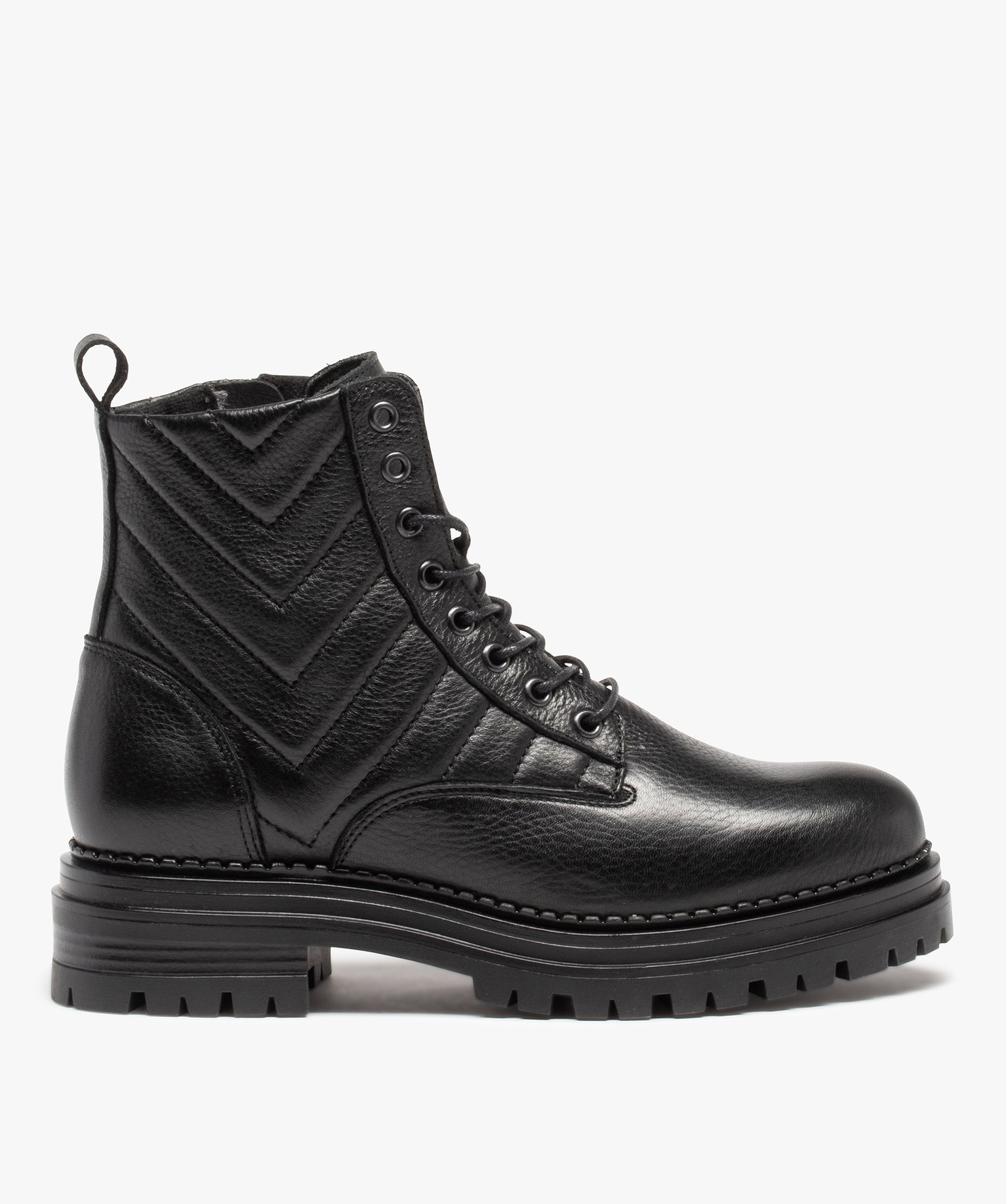 Bottines femme unies dessus cuir à semelle crantée - Tanéo noir | GEMO