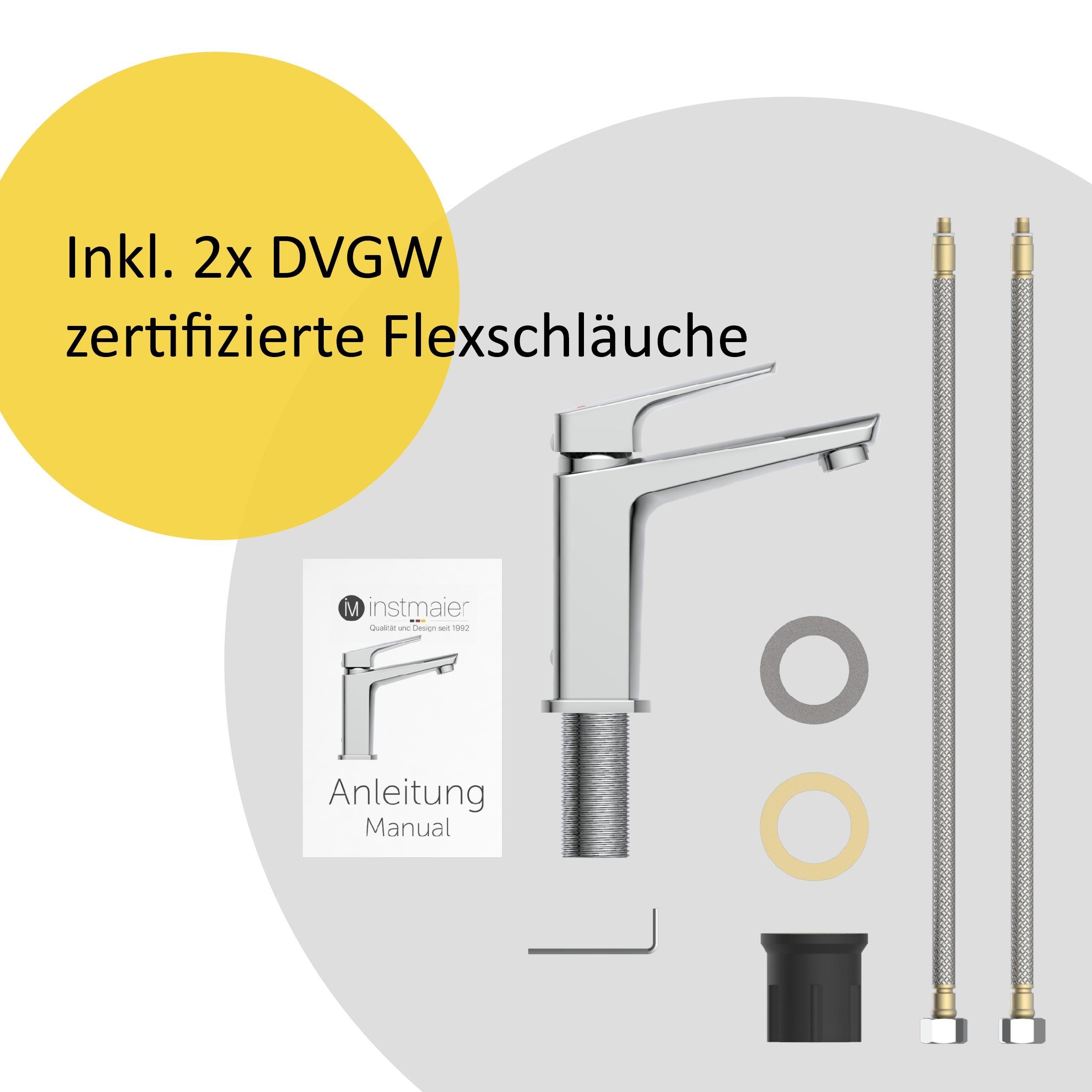 instmaier Waschtischarmatur B2 Wasserhahn für Bad, Waschbeckenarmatur in edlem Design moderne Form mit hochwertiger Chromoberfläche