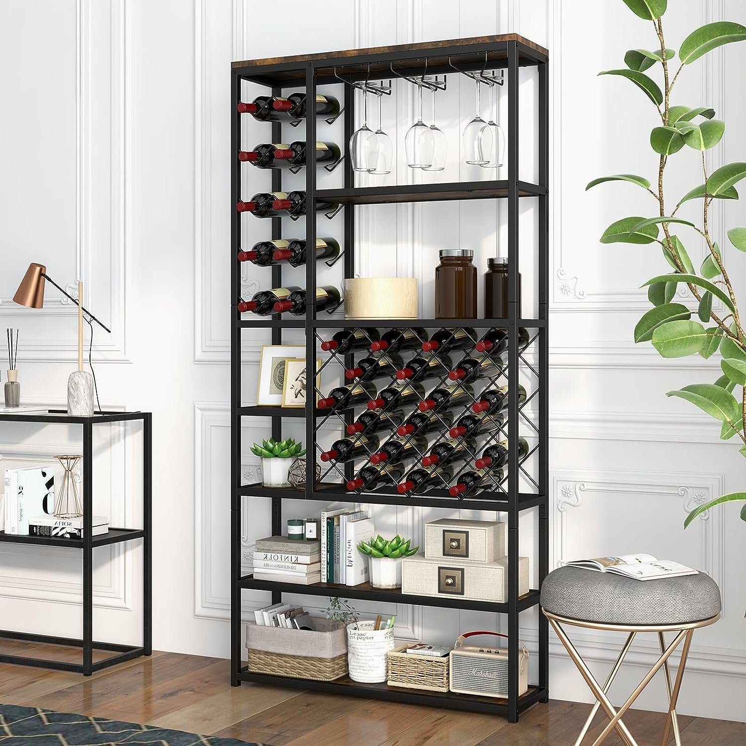 KOMFOTTEU Weinregal Flaschenregal, für 27 Flaschen, 81 x 23 x 166 cm