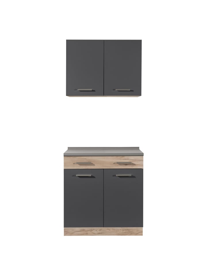 Homestyle4u Küchenzeile 80x207x60 in Grau günstig kaufen onesize