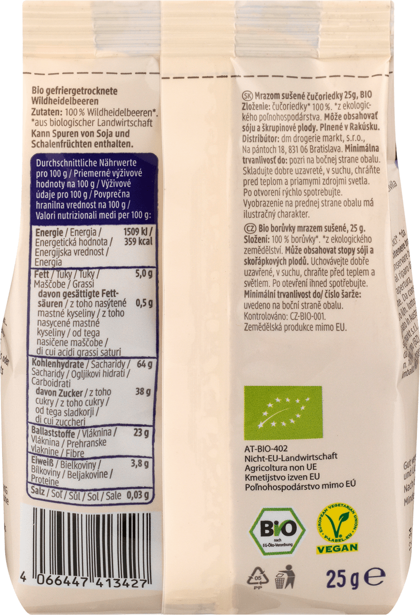 Trockenfrüchte, Heidelbeeren gefriergetrocknet, 25 g