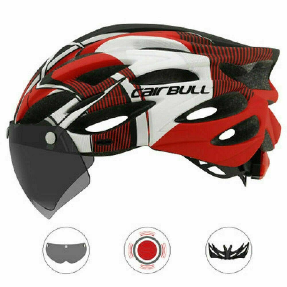 meeteu Fahrradhelm Fahrradhelm mit Schutzbrille Visier (Schutzhelm, Radhelm), mit Schutzbrille Visier,54-61 cm