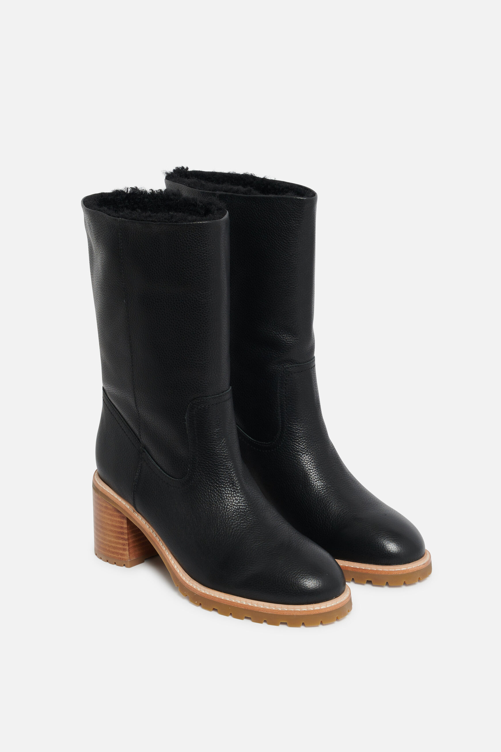bottes fourrées valia 100% cuir noir femme
