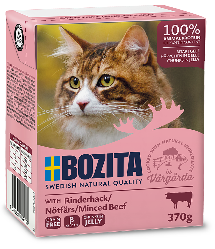 BOZITA Nassfutter BOZITA Häppchen in Gelee 6x370g Rinderhack