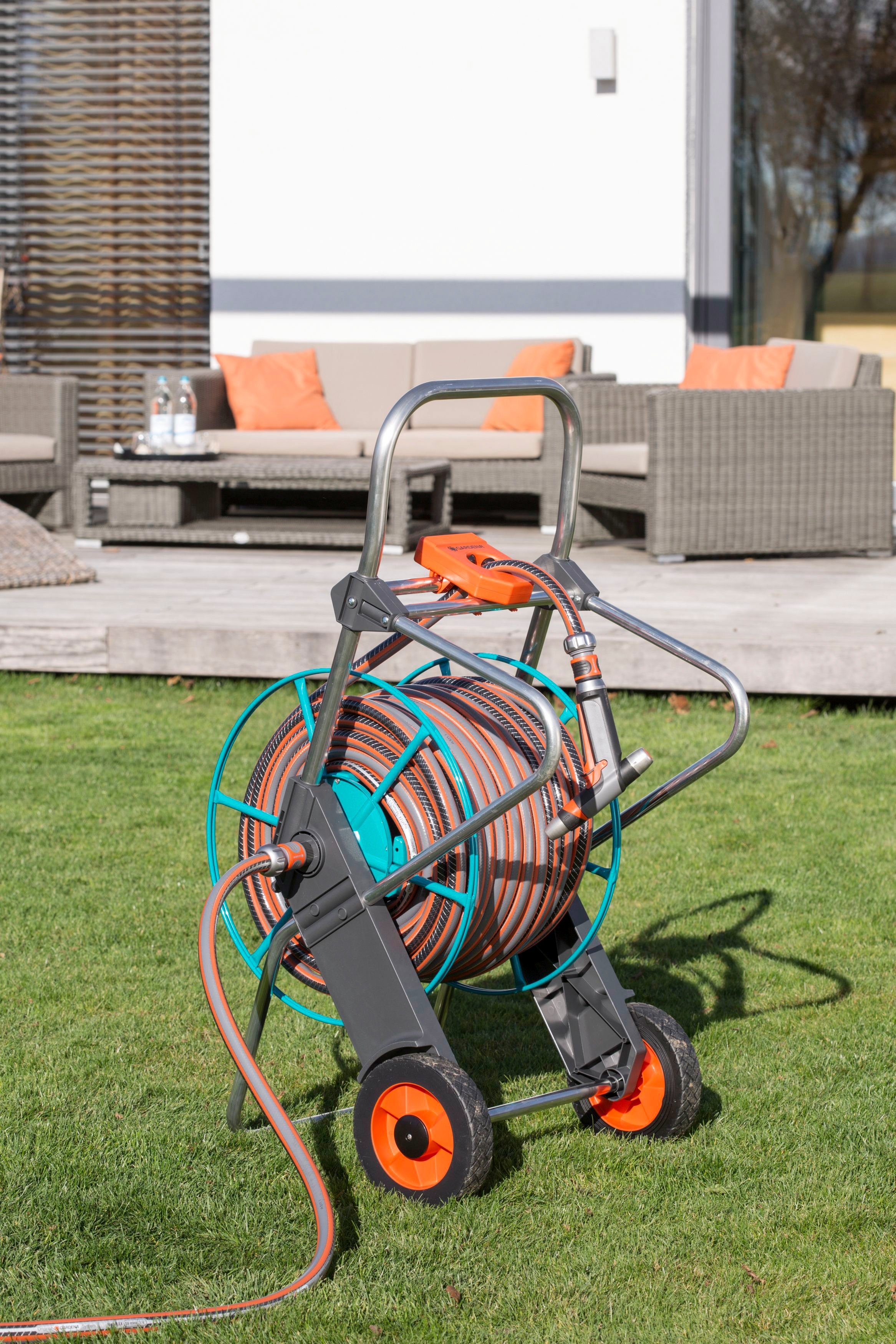GARDENA Schlauchwagen 02674-20, Metall, für max. 100 m Schlauch