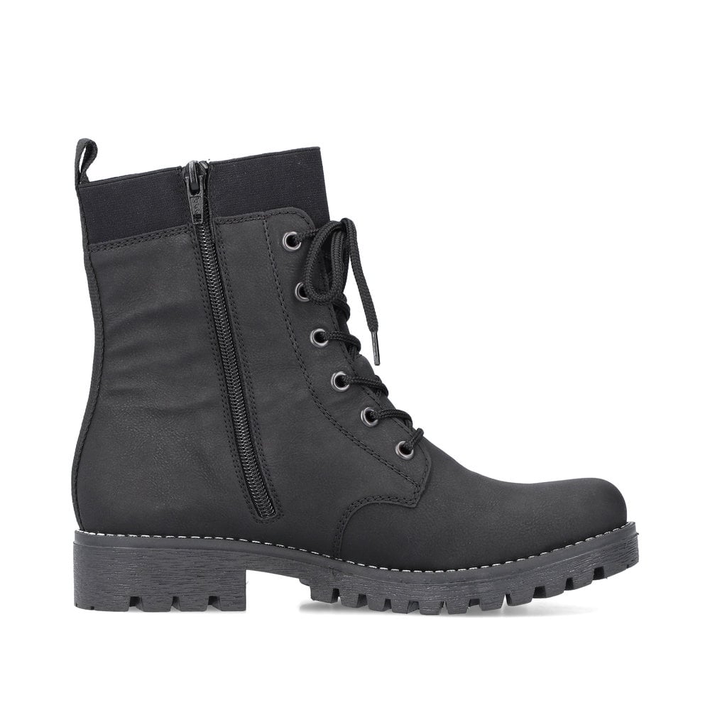 Rieker Damen Schnürstiefel tiefschwarz