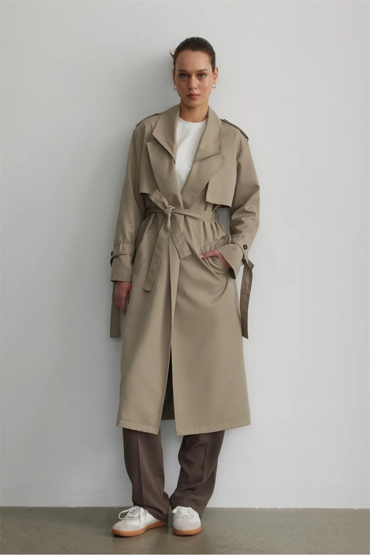 Suud Collection  Trenchcoat - Khaki - Zweireihig