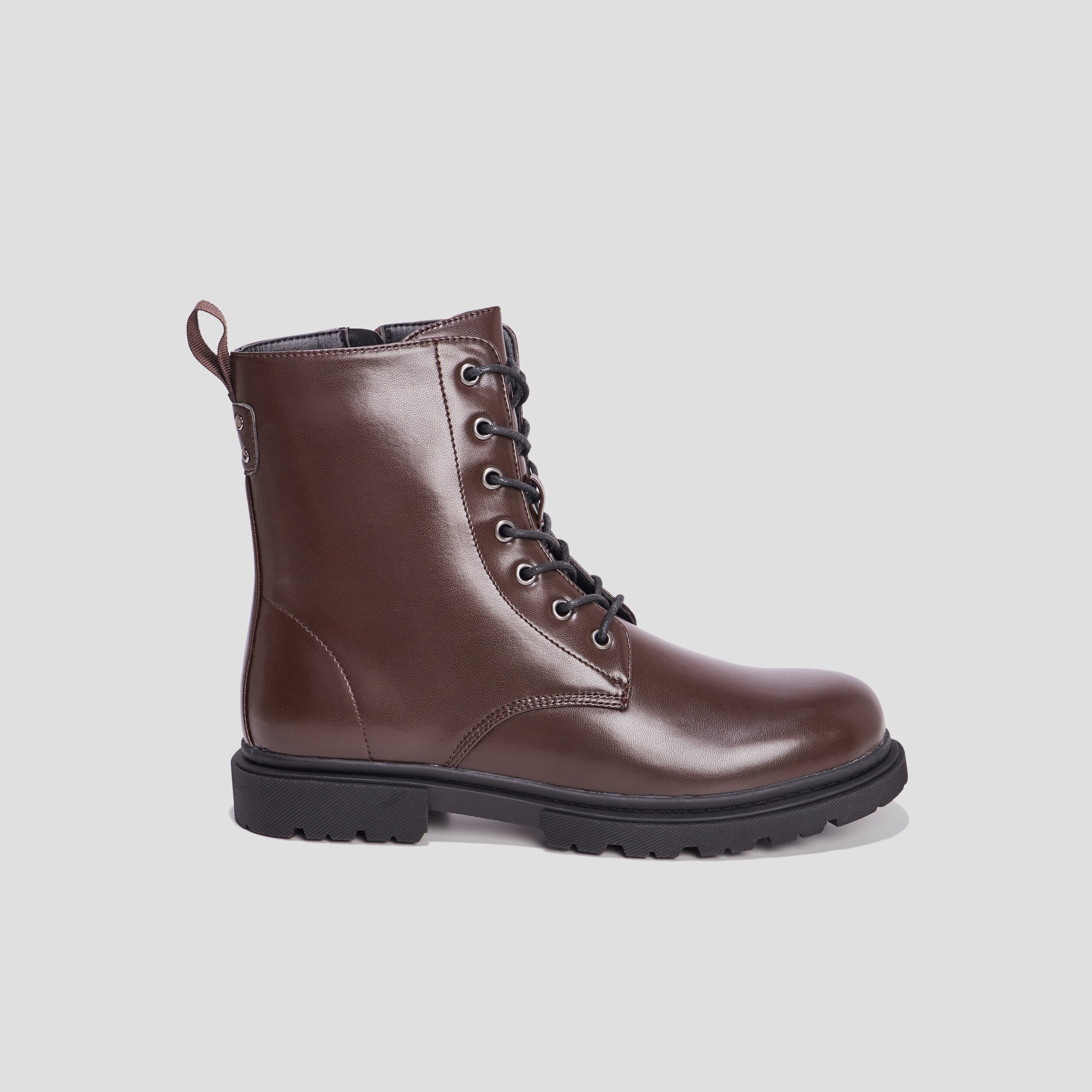 Bottines zippées à lacets bordeaux femme | La Halle