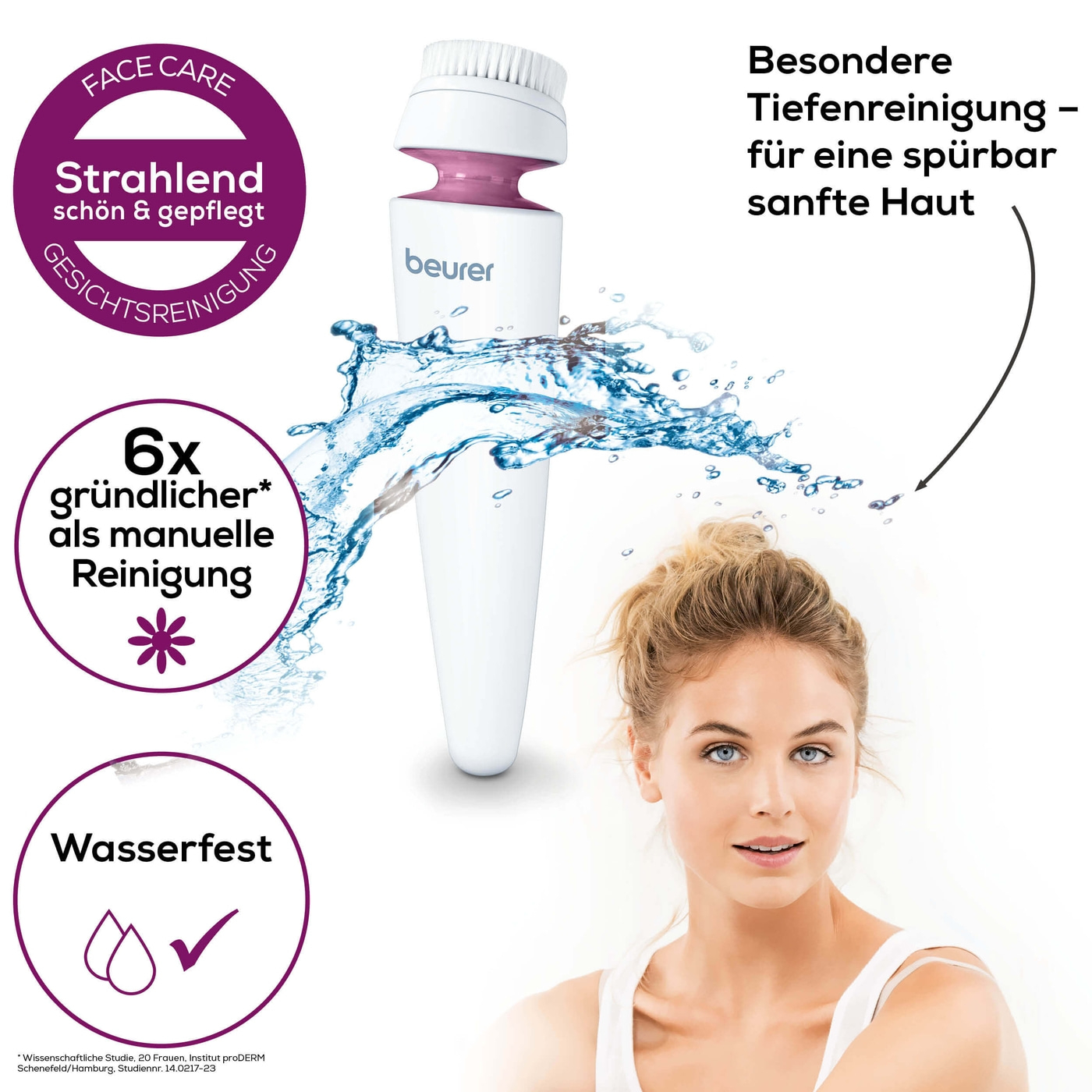 Beurer Gesichtsbürste FC 95 Pureo Deep Cleansing-Gesichtsbürste mit 4 Bürstenaufsätzen für jeden Hauttyp