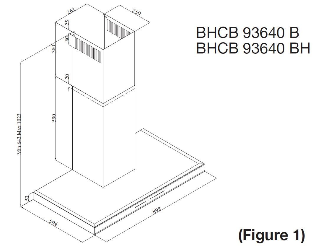 BEKO Wandhaube BHCB93640BH, 90 cm